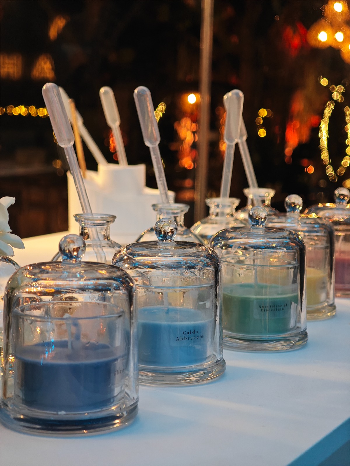Allestimento boutique live candle making per intrattenimento e bomboniere di lusso